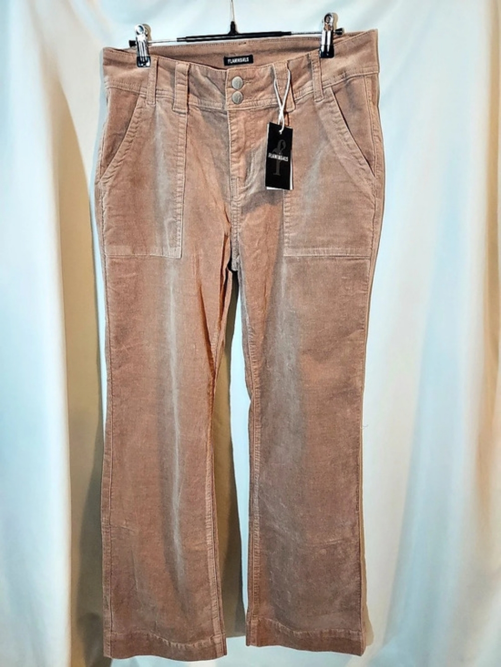 Flamingals Brown NWT Corduroy Front Seam Wide Leg Flare Pants Size L